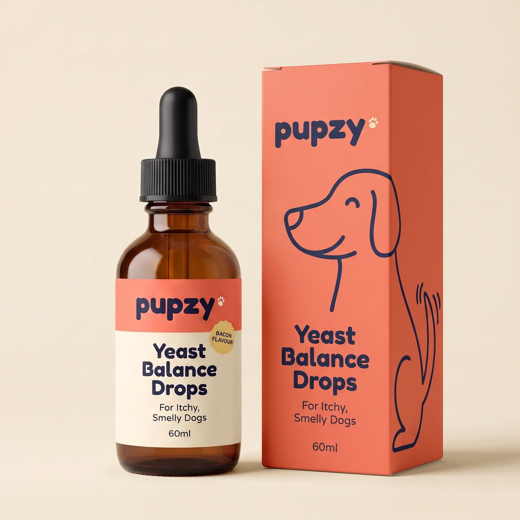 Pupzy Yeast Balance Drops bottle and box